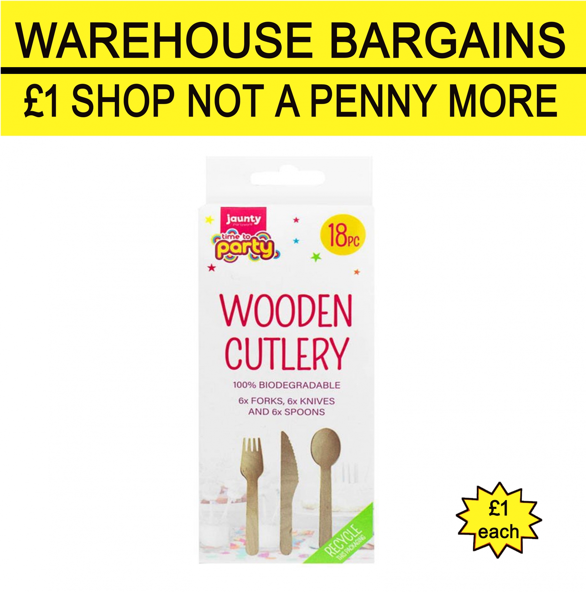 18pc Wooden Cutlery Set