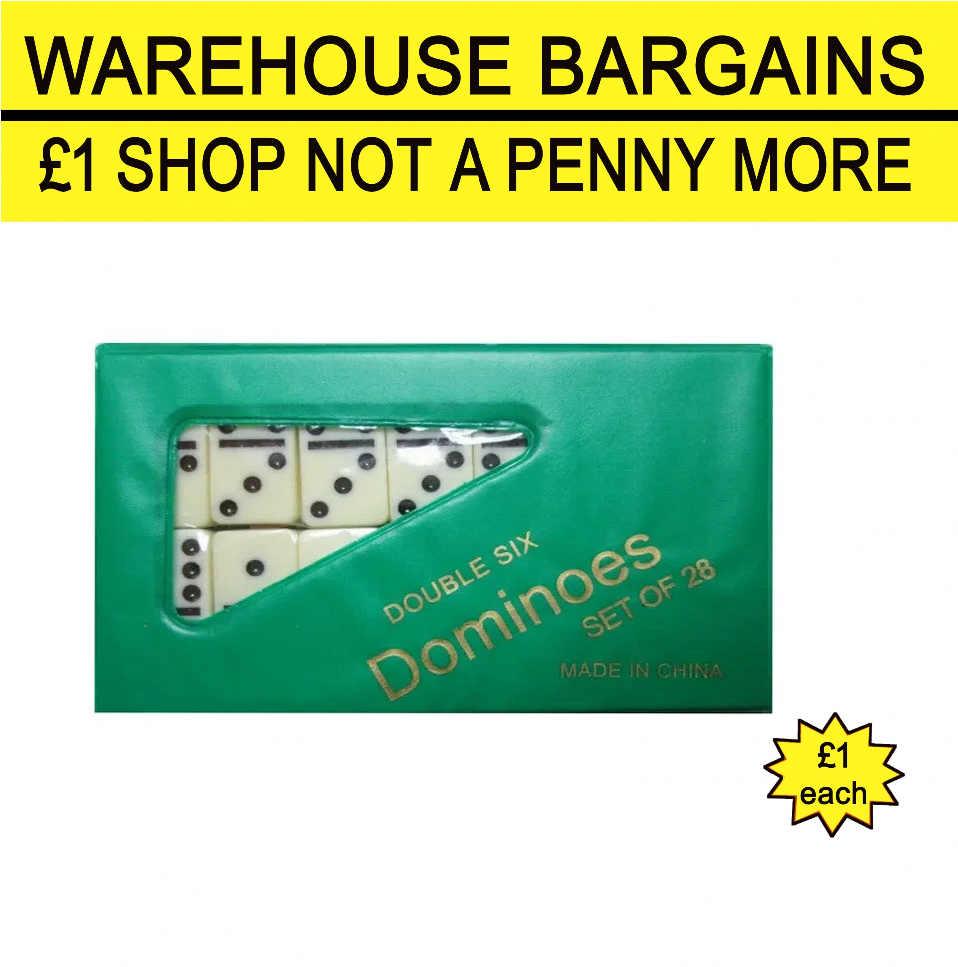 Double Six Dominoes Set of 28 With Green Cover